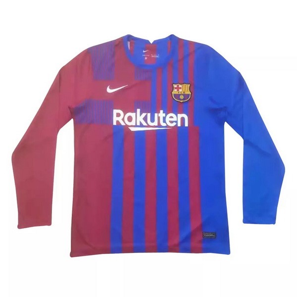 Camiseta Barcelona Replica Primera Ropa ML 2021/22 Rojo Azul